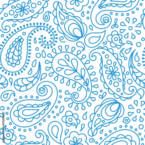 Seamless pattern based on ornament paisley Bandana print. Vector background. 
Paisley. Traditional ethnic pattern