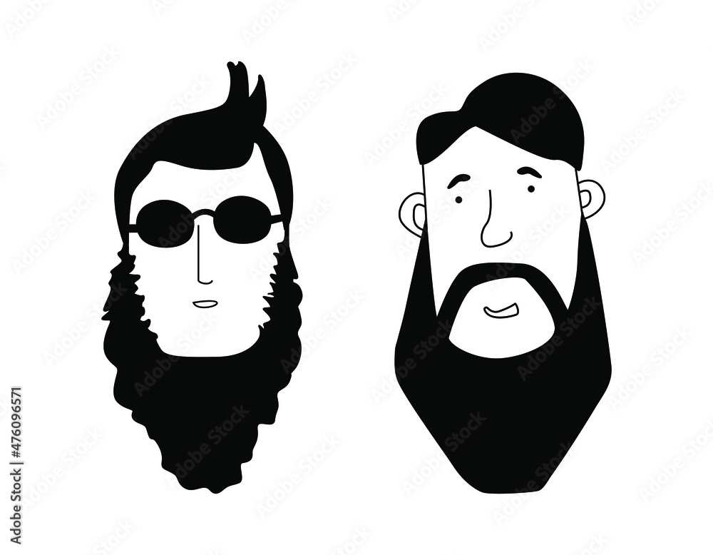 Faces with beards. Set of barber shop icons and haircut and mens fashion logo. Vector illustration. Faces with beards. Set of barber shop icons and haircut and mens fashion logo. Vector illustration.