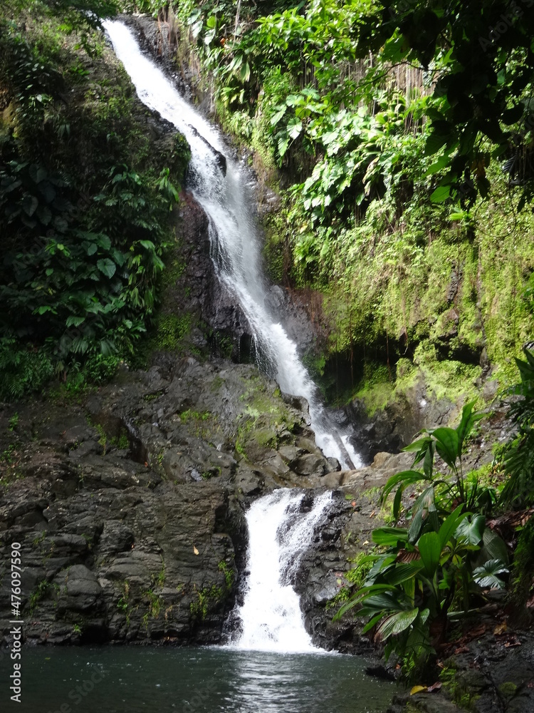 Une grande cascade dans la luxuriante forêt tropicale Une grande cascade dans la luxuriante forêt tropicale