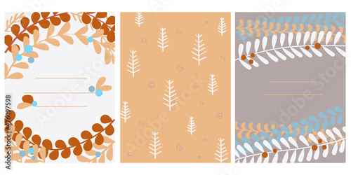 Set of postcards in warm colors

