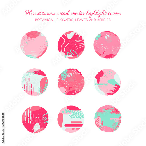 Highlights Stories Covers. Highlights icons. Social network highlight stories icons. Business icons. Social media. Vector illustration © Doodle flower