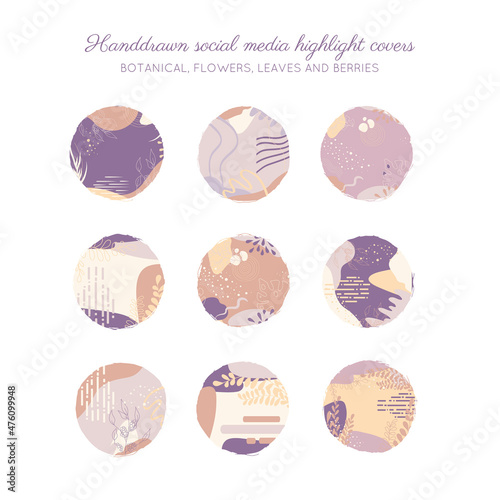 Highlights Stories Covers. Highlights icons. Social network highlight stories icons. Business icons. Social media. Vector illustration © Doodle flower