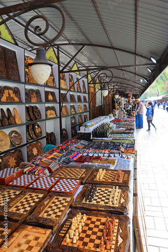 Wooden souvenir chess for sale in Yerevan