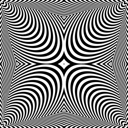 Abstract op art lines pattern with 3D illusion effect.