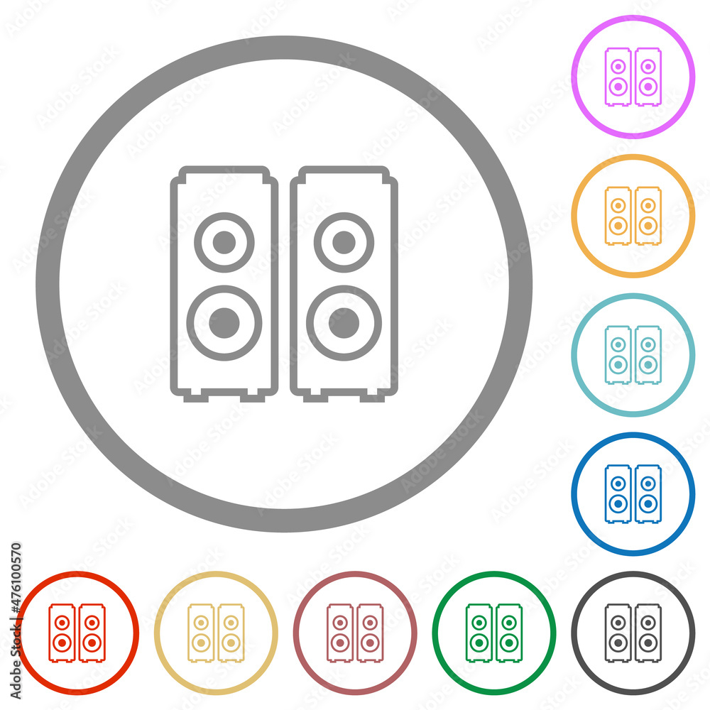 Speakers outline flat icons with outlines