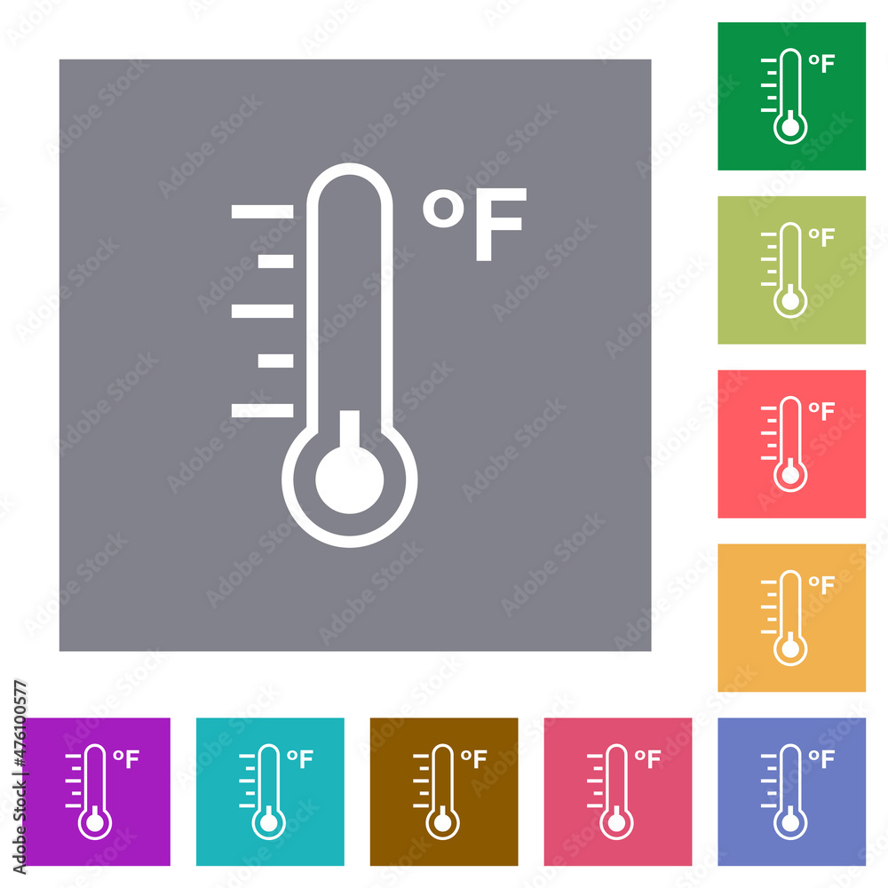 Fahrenheit thermometer cold temperature square flat icons Fahrenheit thermometer cold temperature square flat icons