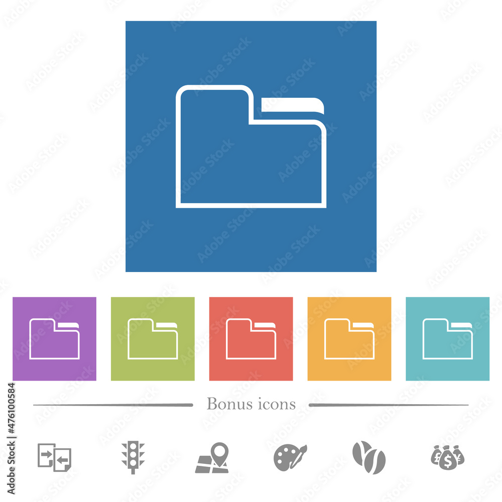 Tab folder outline flat white icons in square backgrounds Tab folder outline flat white icons in square backgrounds