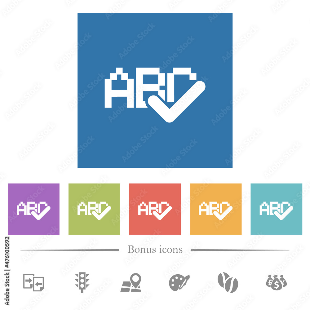 Obraz premium Spell check flat white icons in square backgrounds