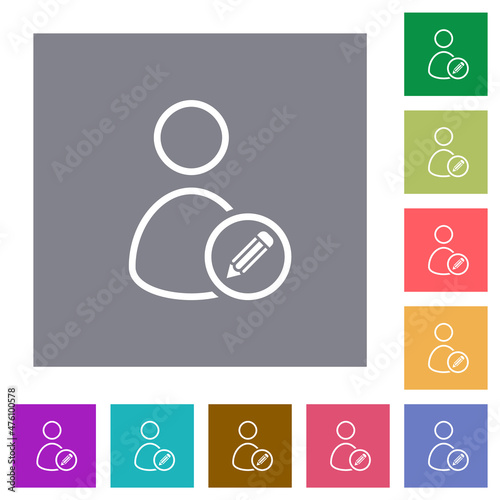 Edit user account outline square flat icons
