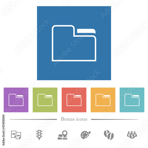 Tab folder outline flat white icons in square backgrounds