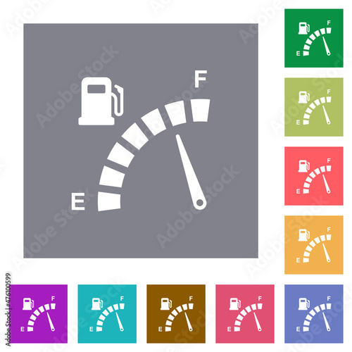 Fuel gauge square flat icons