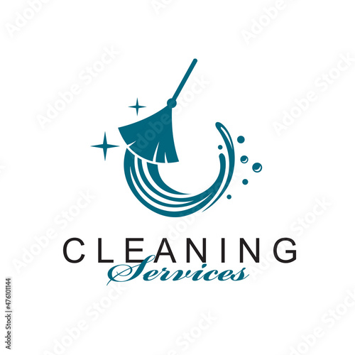 cleaning service design with whisk isolated on white background