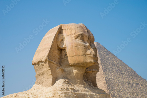 Landscape of the Sphinx in front of the pyramids of Giza  egypt