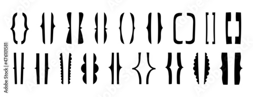 Silhouette of simple decorative brackets. Set of minimalistic hand-drawn text frames. Elegant text symbols isolated. Vector illustration of collection of punctuation marks.