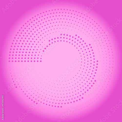 Abstract pacific pink curvy dotted lines. Halftone design element for border frame, round logo, blackout tattoo, sign, symbol, web pages, prints, template, pattern and abstract background