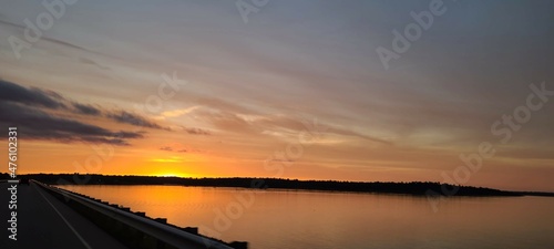 Sunset over lake