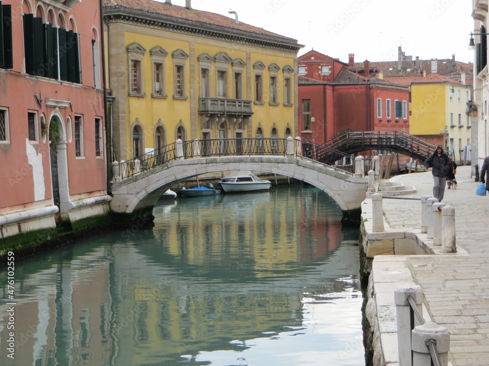  Reflection of old buildings in the Venetian canal.