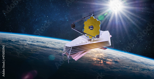 Ταπετσαρία James Webb space telescope in outer space on orbit of Earth
