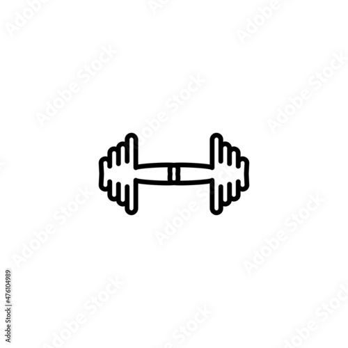 Dumbbell icon. Simple style fitness salon poster background symbol. Fitness salon logo design element. Dumbbell t-shirt printing. Vector for sticker.