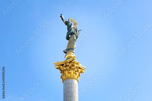 Monument on the Maidan Nezalezhnosti in Kiev  Ukraine
