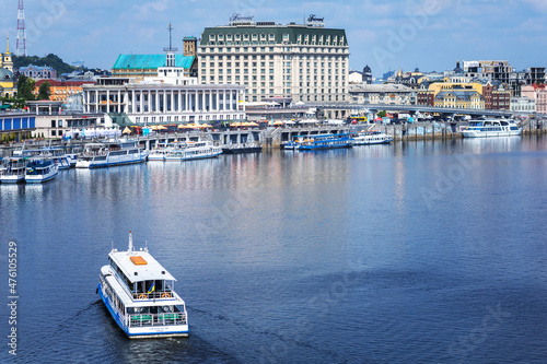 Port on the Dnieper river in the city of Kiev photo