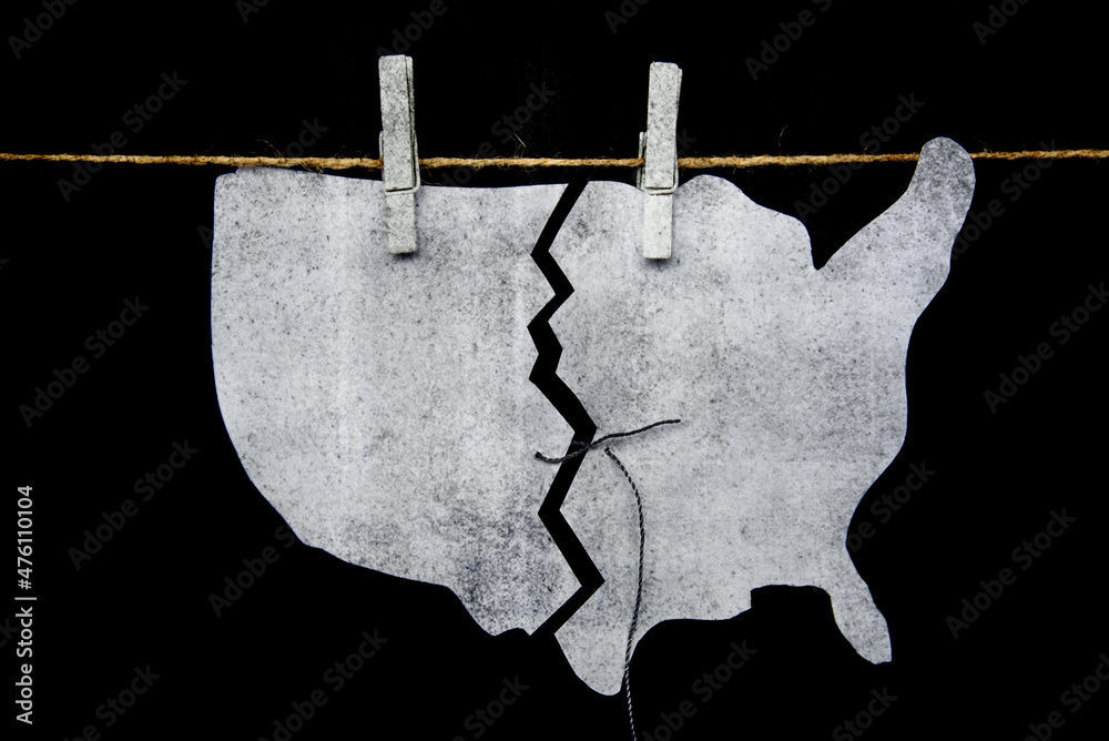 Splitting America map of america USA splitting with scissors - as a symbol of crisis and ...