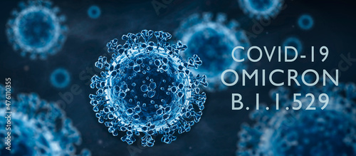 Tableau sur Toile Coronavirus with Mutation Omicron - 3D visualization