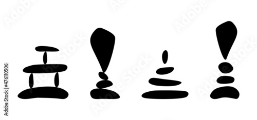 Balancing stones shapes logo. Harmonious connection of feelings and enlightenment consciousness with psychological calmness. Beauty of balance in natural vector abstraction