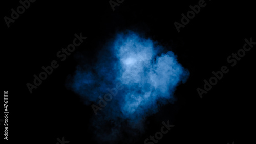 Fog and mist effect on isolated black background. Blue smoke texture. © Victor