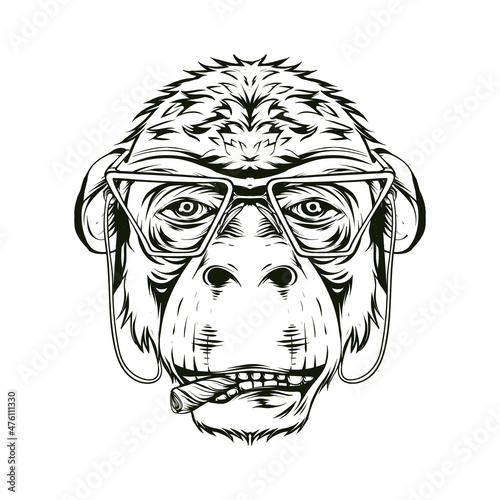 cool smoking monkey illustration sketch