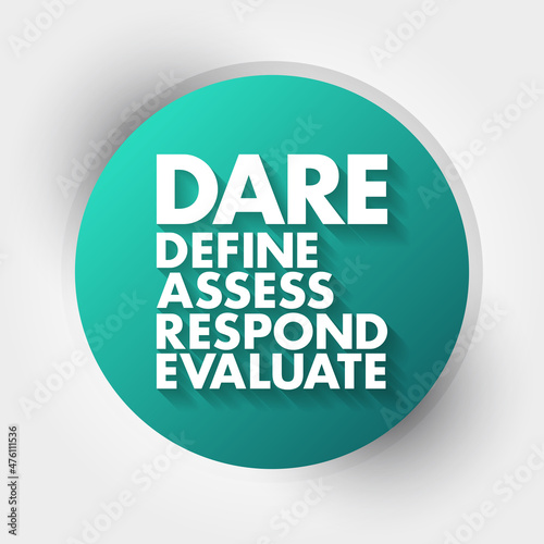 DARE - Define Assess Respond Evaluate acronym, business concept background