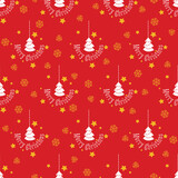 Christmas digital paper with christmas tree pendant and snowflakes