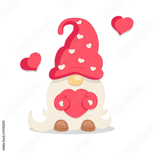 cute garden gnome with huge red heart confession of love for valentine's day