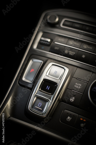 Automatic button gear shifter in a new car © bizoo_n