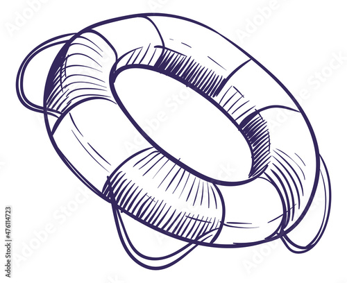 Lifebuoy icon. Safety ring in hand drawn style