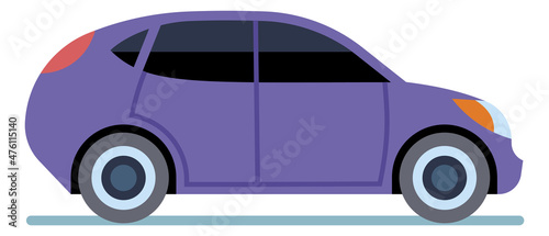 Fototapeta Naklejka Na Ścianę i Meble -  Hatchback side view. Cartoon purple car icon