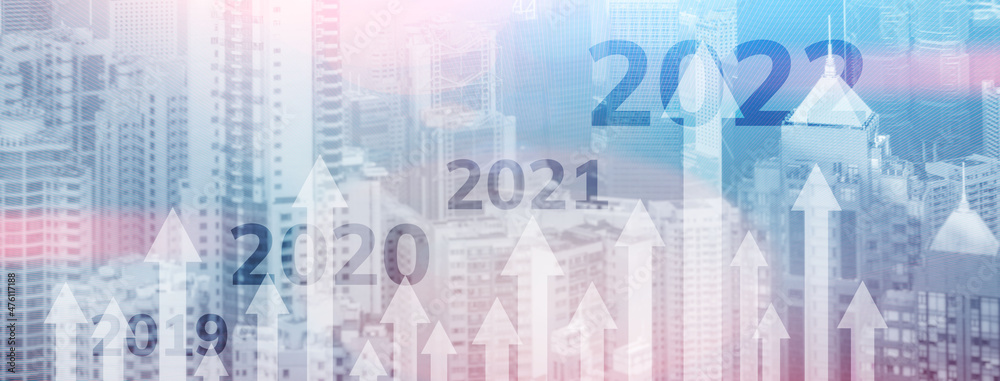 2022 concept. Graph of economics growth. Corpotare concept new year. Mixed Media 2022 concept. Graph of economics growth. Corpotare concept new year. Mixed Media