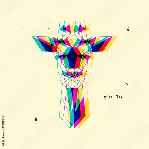 Polygon giraffe. Low poly animal. Geometric stereoscopic logo icon