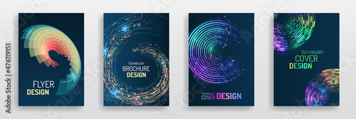 Digital technology and modern scientific concepts. Vector template for brochure or cover. Filtering machine algorithms. Sorting data. Business layout, futuristic brochures, flyers, presentation.