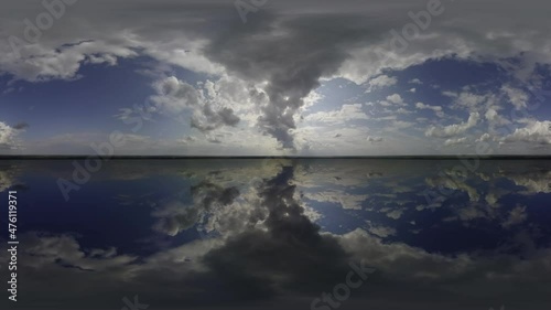 Timelapse Cloud sky, blue 360 environment nature, cloudscape panorama sphere. High-quality 4k footage