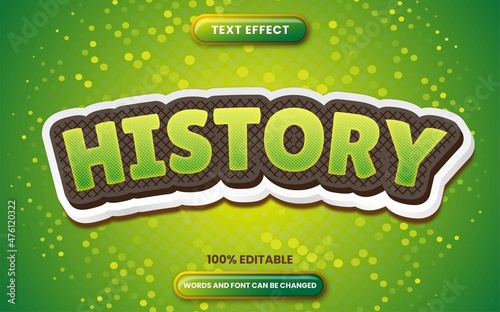 text effect history with 3d green and halftone gradient editable text style