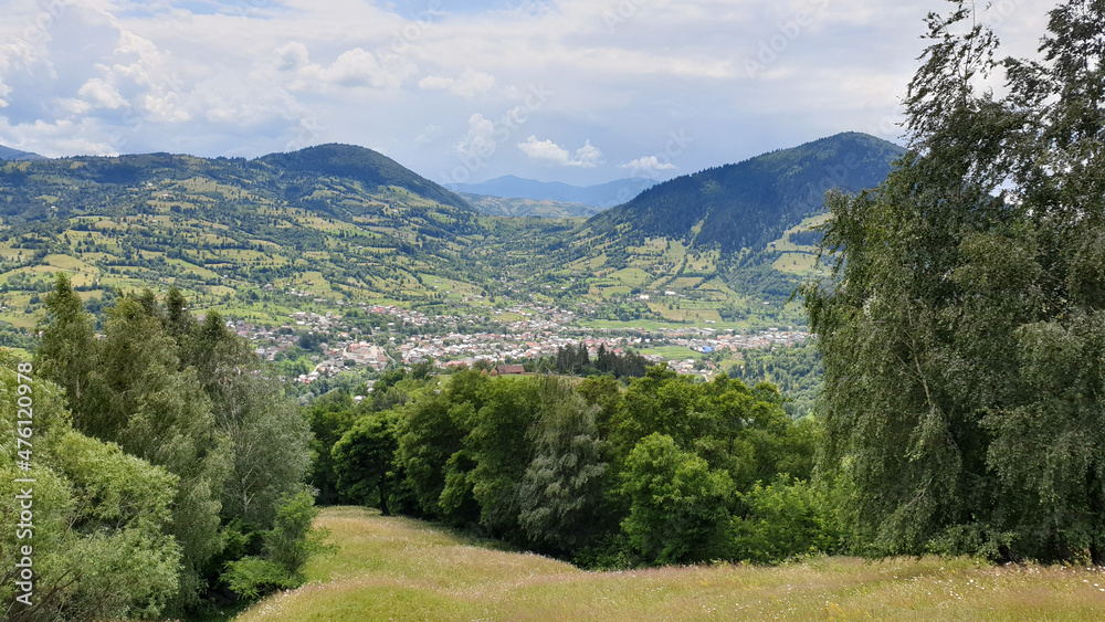 Obraz premium landscape with trees, Rodna Village, Rodnei Mountains, Romania 