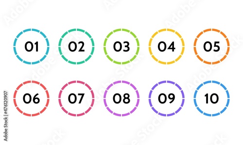 Bullet points, info markers. icon arrow set. Number Flags 1 to 10 Flat design list, button, isolated vector. infographic illustration.