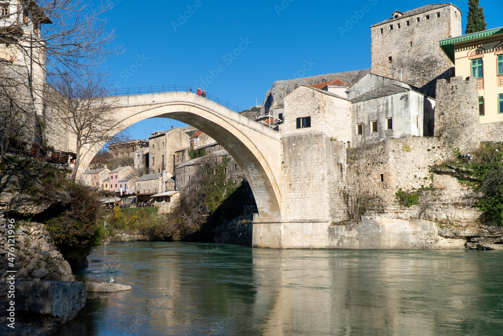 view of the Stari Most in Mostar, Bosnia and Herzegovina