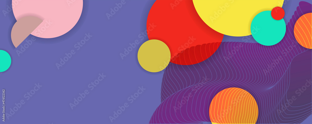 Composition of figures and lines abstract modern color Very Peri new popular color background with fluid luminous waves Vector. Trendy color of the 2022 year
