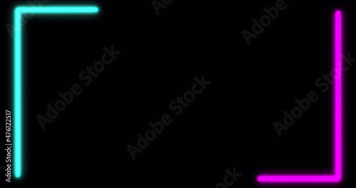 Box shapes lines colorful design ultraviolet spectrum. Neon glow color background abstract.