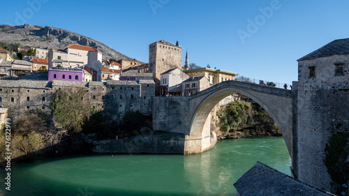 view of the Stari Most in Mostar, Bosnia and Herzegovina