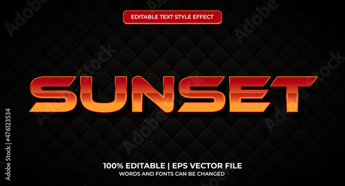 Text Effects 3D Sunset. Editable Text Style. Sunset editable text effect