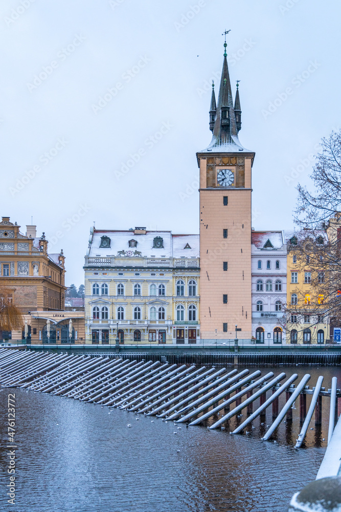 Waterworks Tower in winter Prague