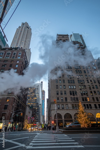 Photography The street view of Park Avenue in the Midtown East district of Manhattan on a cold winter day before Christmas